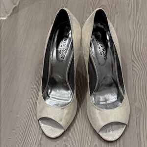 Taryn Rose Cream Peep Toe Heels